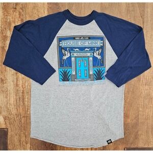 The Mink Clothing Company Shirt Men L Gray Blue 3/4 Raglan Sleeve American Dream